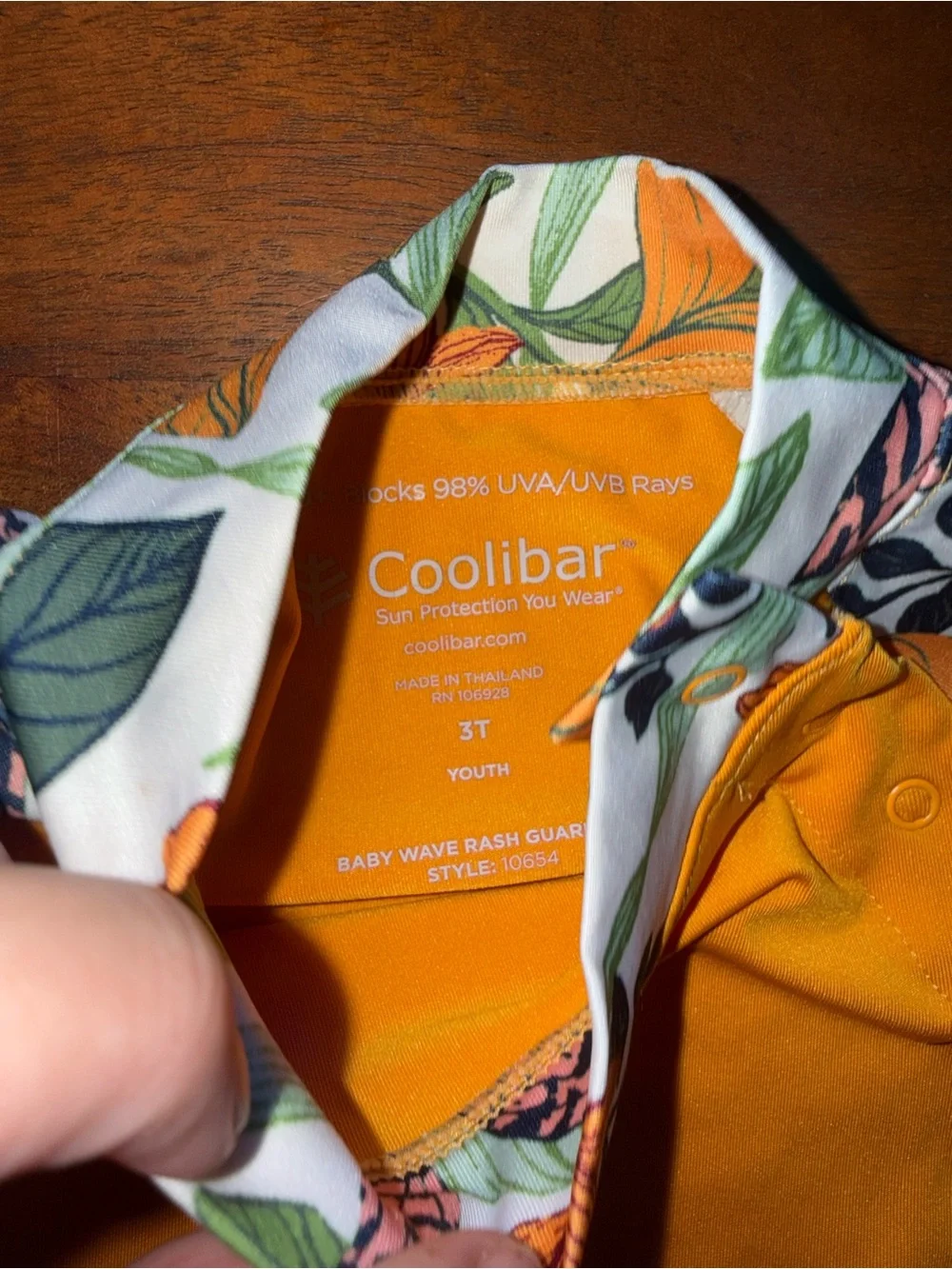 Coolibar Orange Floral Raglan Long-Sleeve Swim Rashguard‎